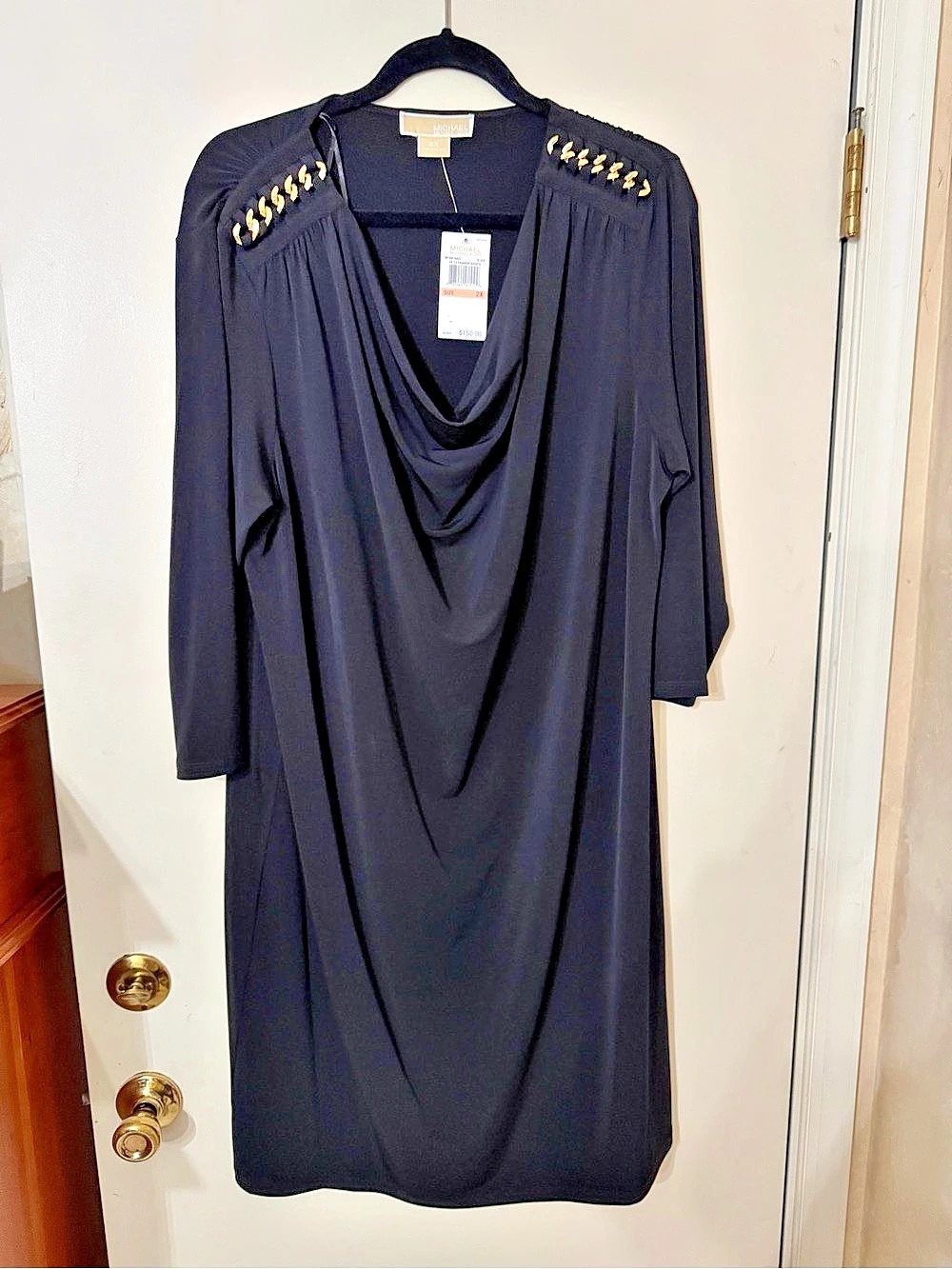 Michael Kors FA 13 Fashion Basics Cowl Neck Maxi Dress in Black Size 2X NWT